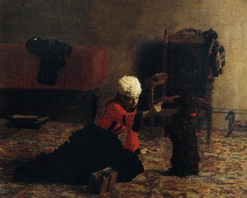  Dog Painting - Elizabeth Crowell with a Dog Realism portraits Thomas Eakins